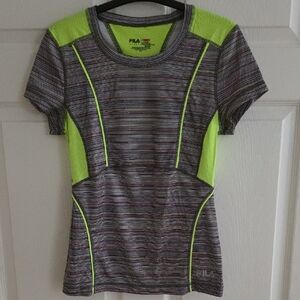 FILA Fitted Short Sleeve Women's Running Tee with Neon & Tech Design